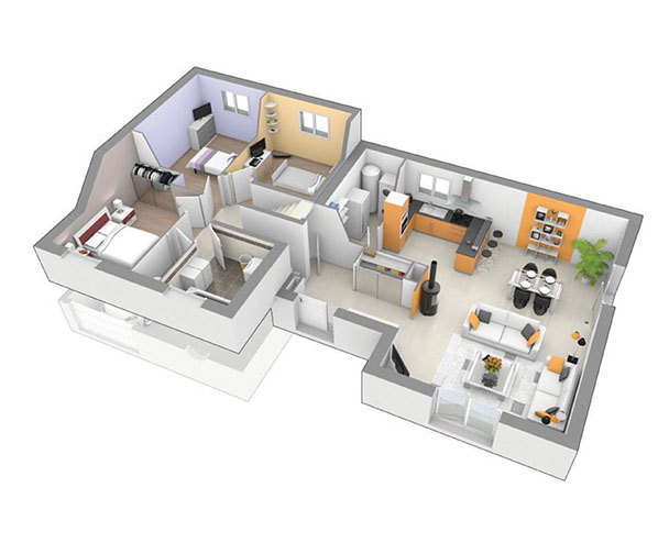 plan de maison 1 étage et demi