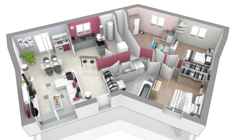 plan de maison en v avec sous sol