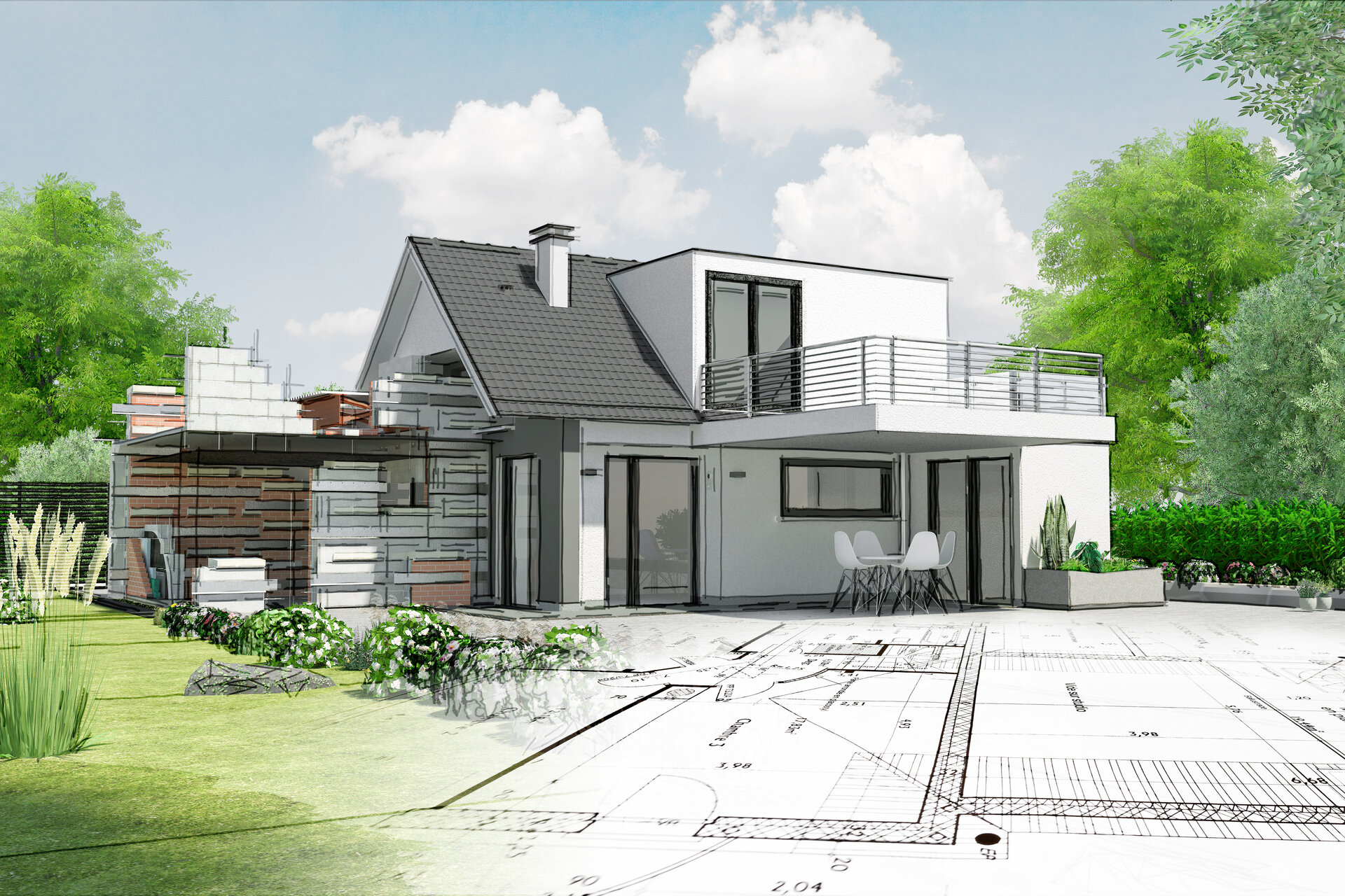 Projet extension maison Rhône Alpes. Maisons Axial